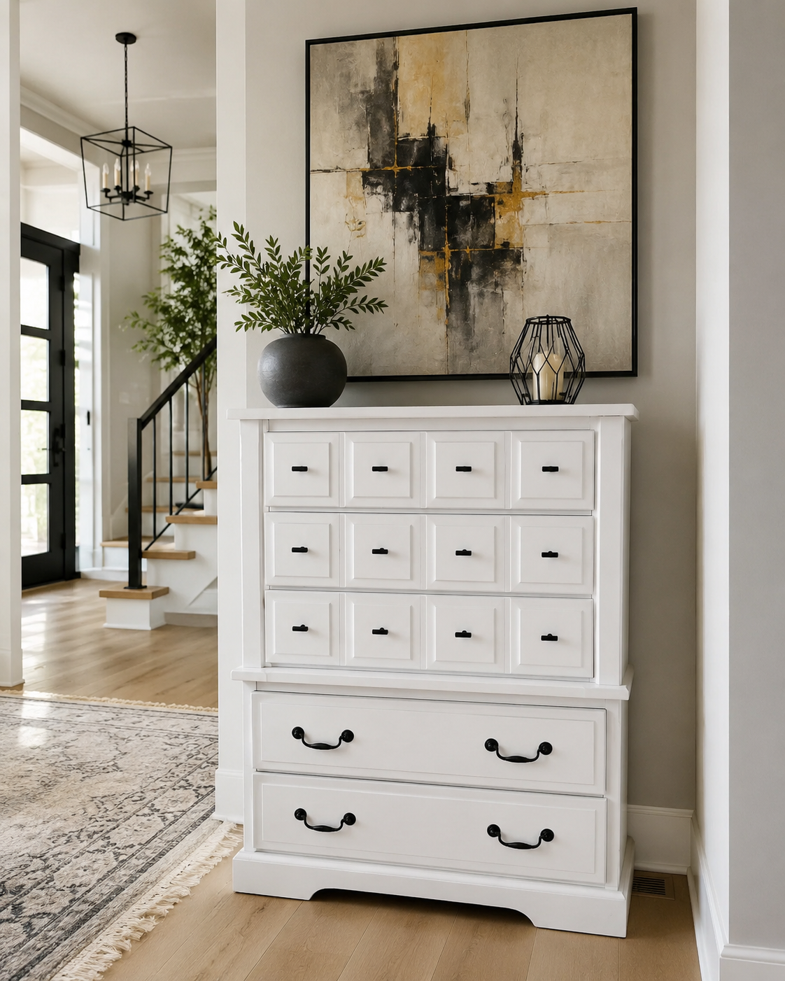 The Apothecary — Crisp white with forged-iron hardware