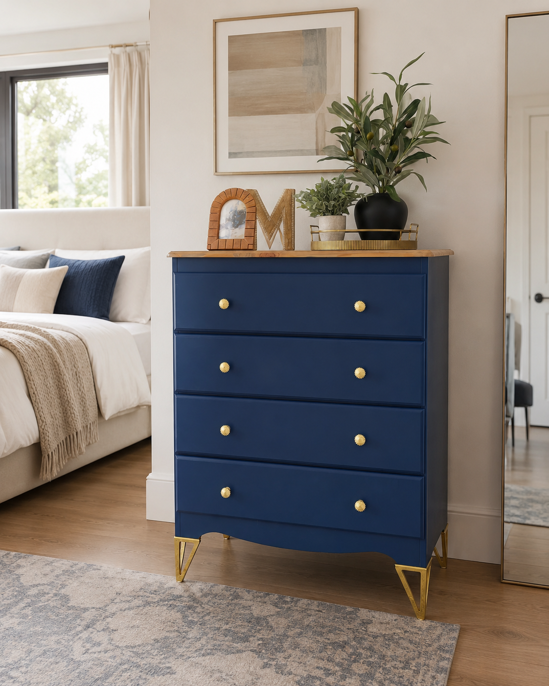 The Cobalt Stand — Lacquered cobalt + brass