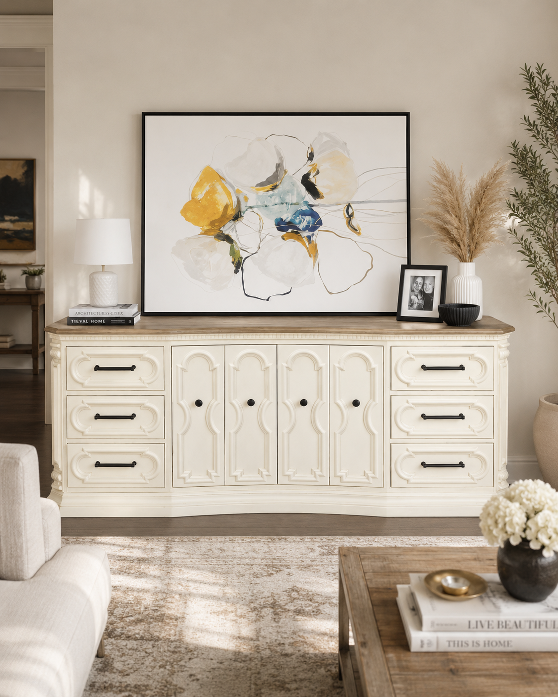 The Parchment Belmont — Warm parchment with black iron pulls